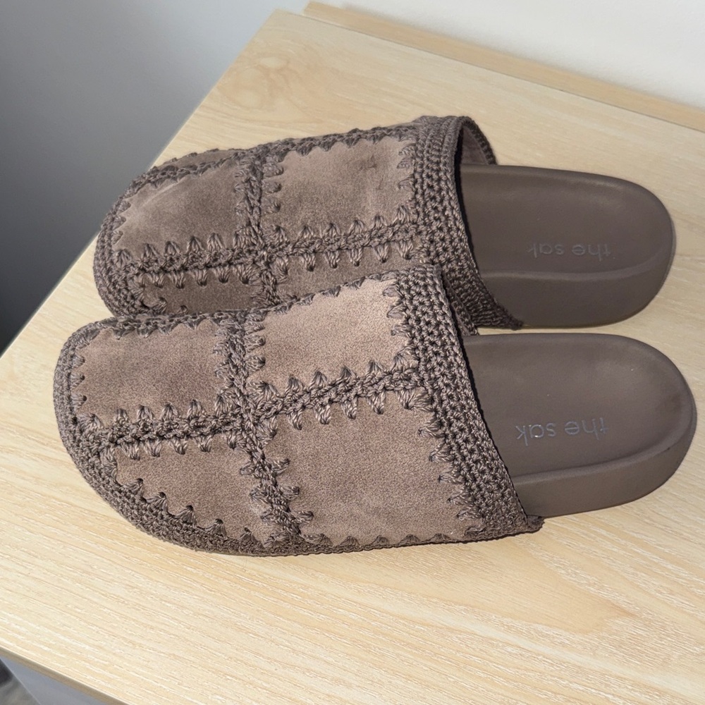 The Sak Brown Crochet Slip-On Shoes